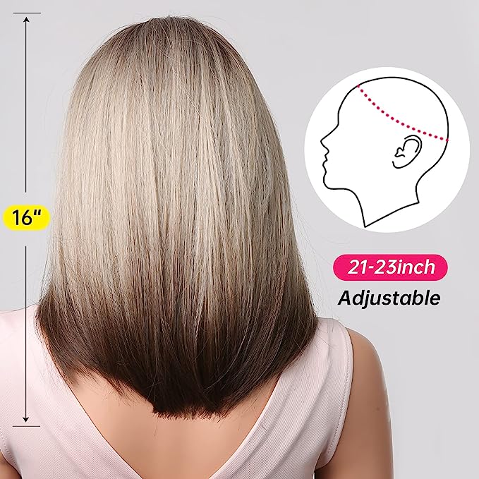 Ombre Platinum Ash Long Straight Synthetic Wigs
