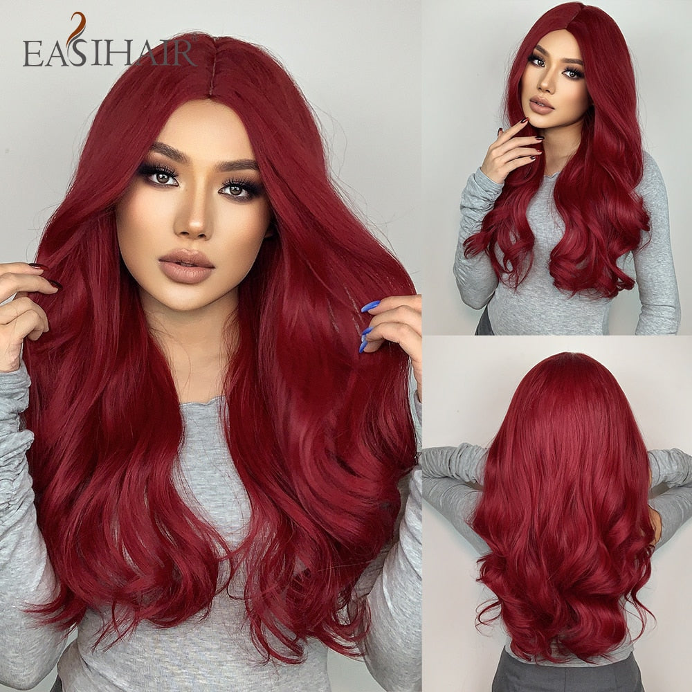Long Wavy Pink Ombre Synthetic Wigs