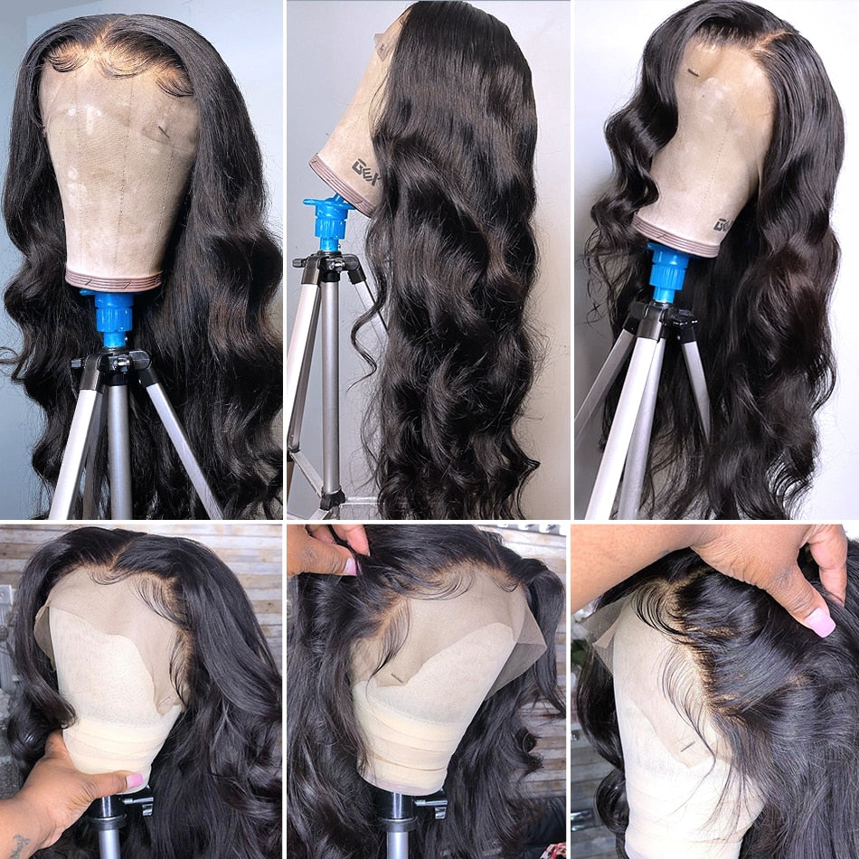 Black Body Wave Human Hair 13X6 HD Transparent Lace Front Brazilian Pre Plucked