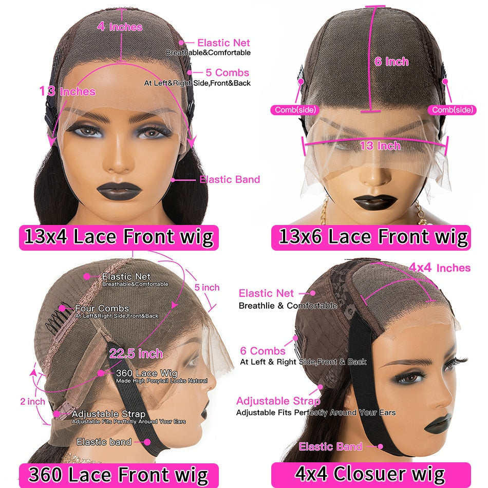Brown Long Straight Lace Frontal HD Human Hair Wigs