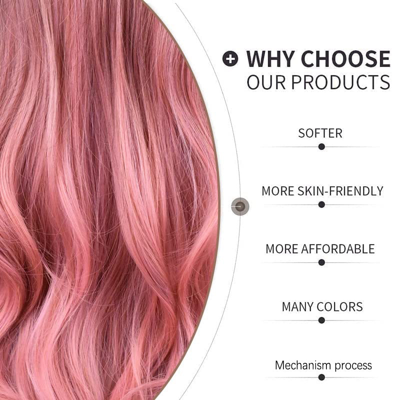 Long Wavy Pink Ombre Synthetic Wigs