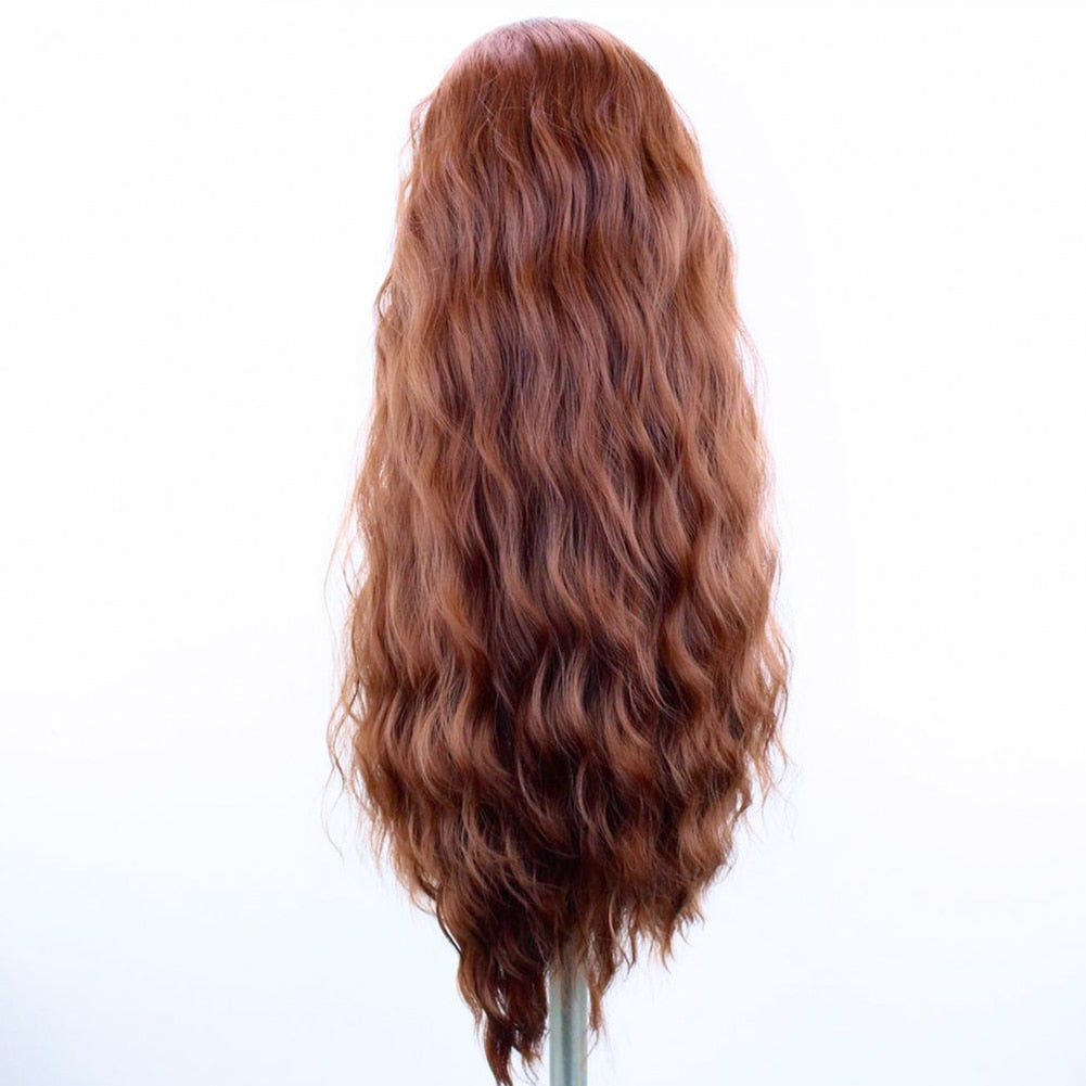 Natural Hairline Cinnamon Brown Lace Front Wigs Synthetic Long Wig