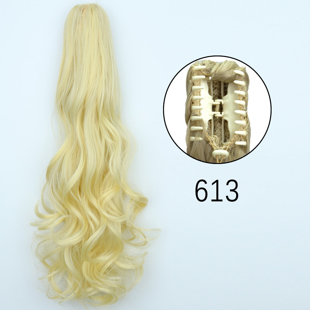 Ponytail Hair Extensions Long Straight Hair Claw Clip On 24Inch Synthetic Wig