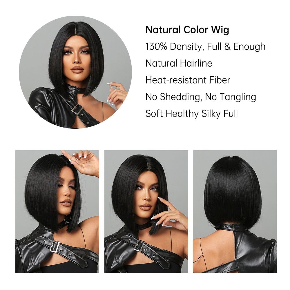 Short Black Bob Straight Hair Synthetic Wig