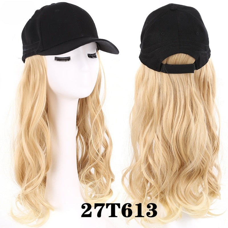 Blonde Wavy Wigs with Baseball Cap Hat Wigs