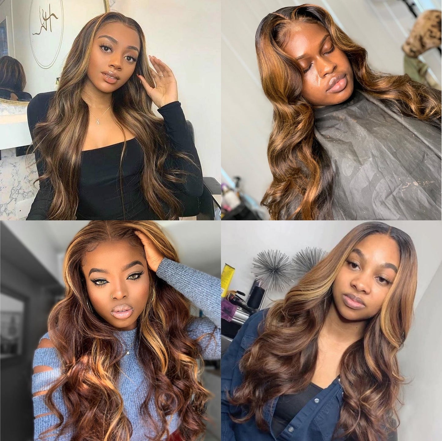 Colored Highlight Human Hair Wigs: 13x6 Lace Front Body Wave & 13x4 HD Lace Frontal Deep Wave