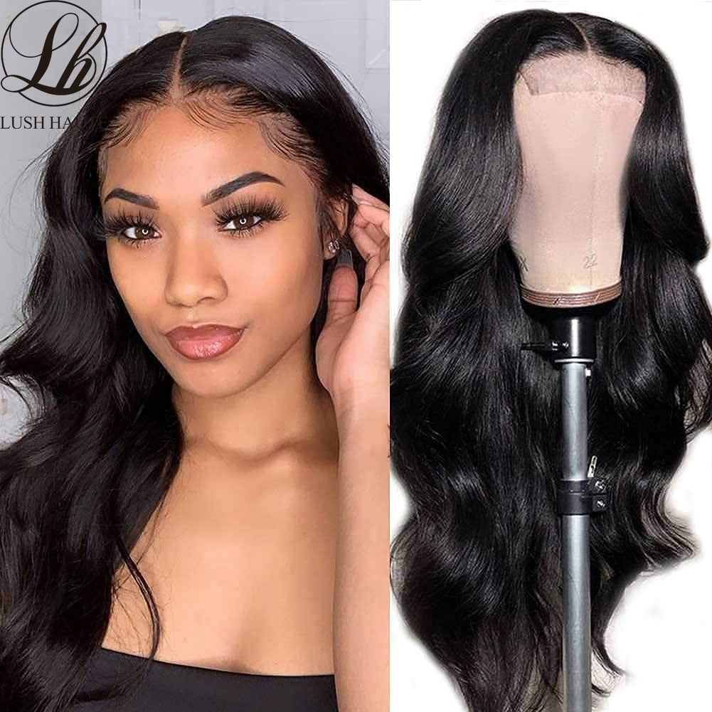 Dark Brown with Light Brown Highlight Body WaveLong Synthetic Lace Frontal Wigs