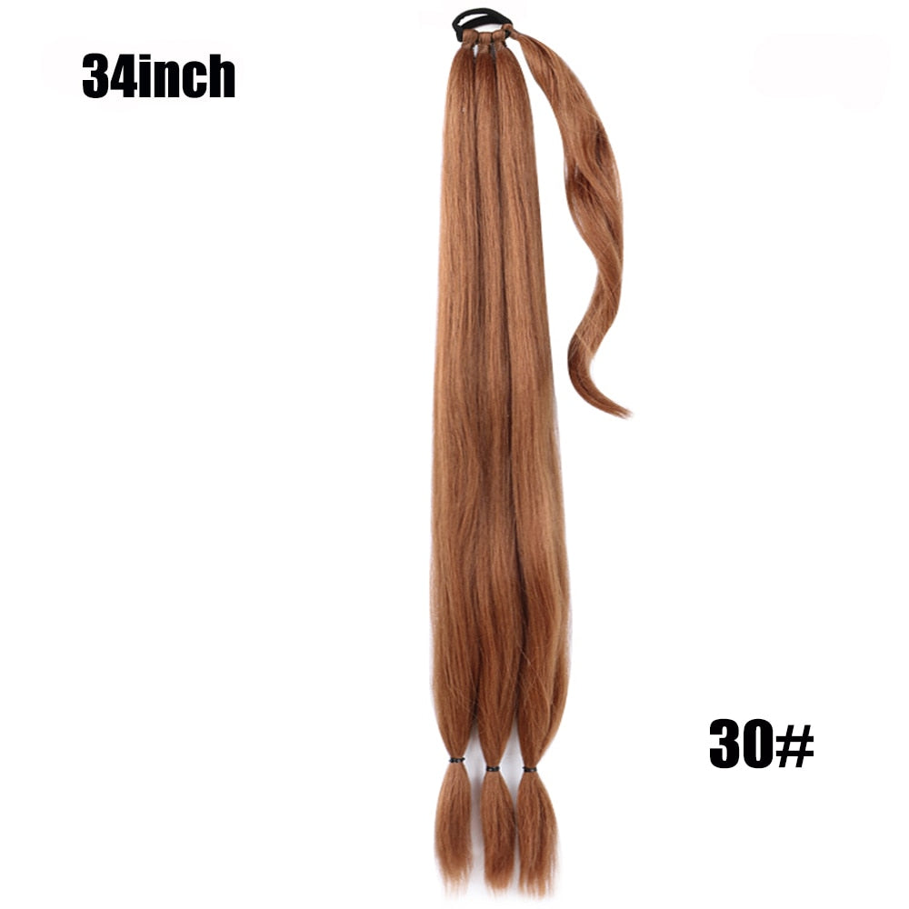 Boxing Braids Ponytail Extensions Synthetic Chignon Tail With Rubber Band Hair Ring