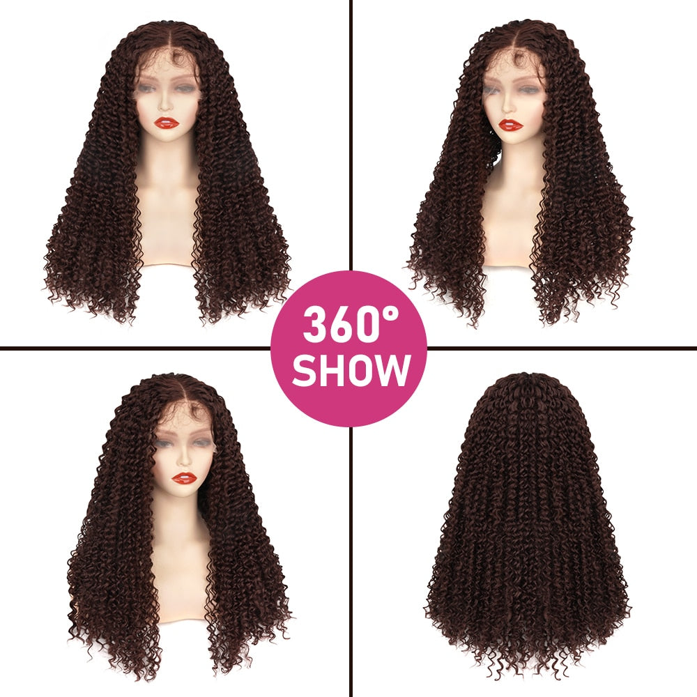 Reddish Brown Kinky Curly Wig Synthetic Lace Front Wigs Pre Plucked With Baby Hair Lace Closure Wig