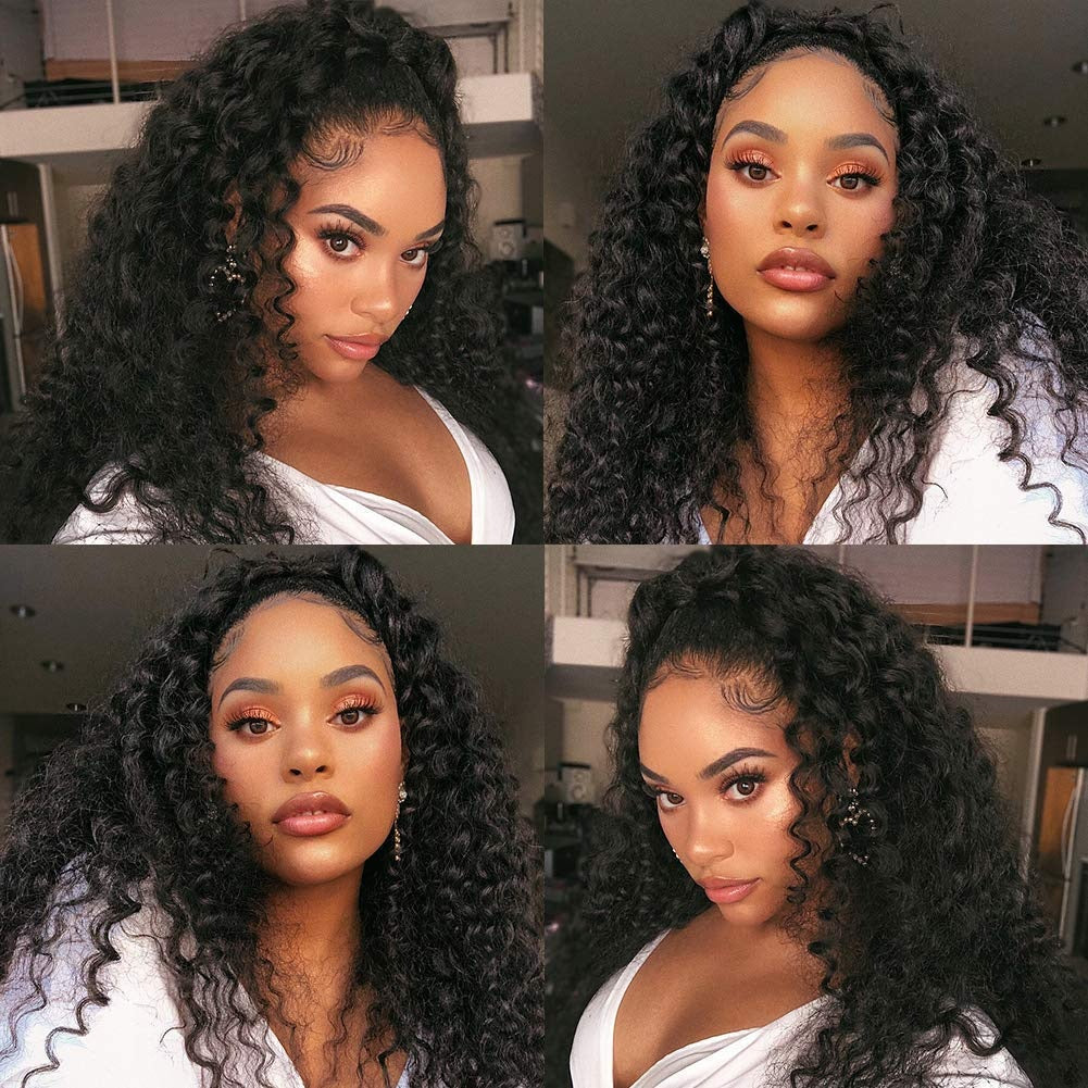 Reddish Brown Kinky Curly Wig Synthetic Lace Front Wigs Pre Plucked With Baby Hair Lace Closure Wig