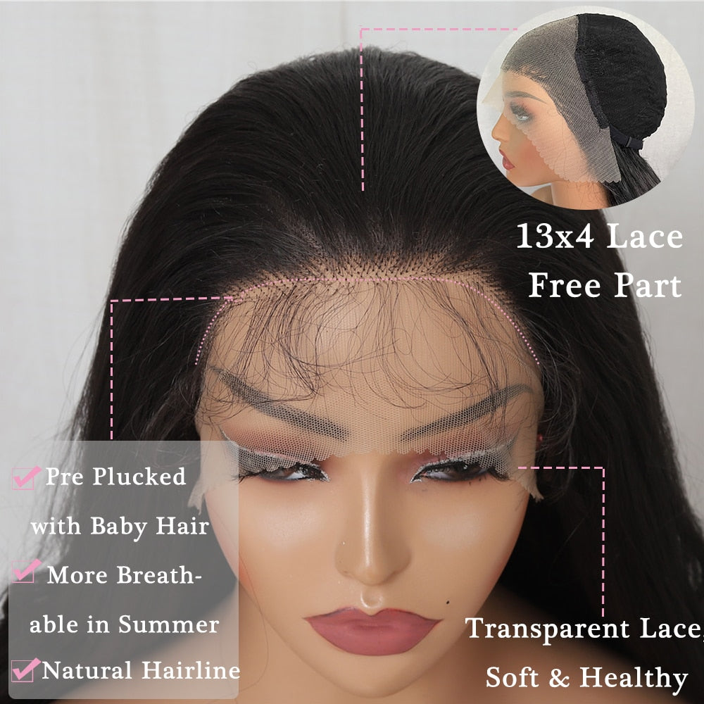 32 Inches Long Body Wave Fluffy 6x13 4x13 Synthetic Lace Front Wigs Pre Plucked with Baby Hair