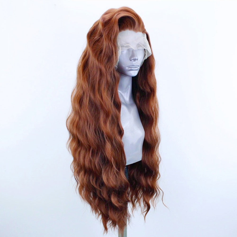 Natural Hairline Cinnamon Brown Lace Front Wigs Synthetic Long Wig
