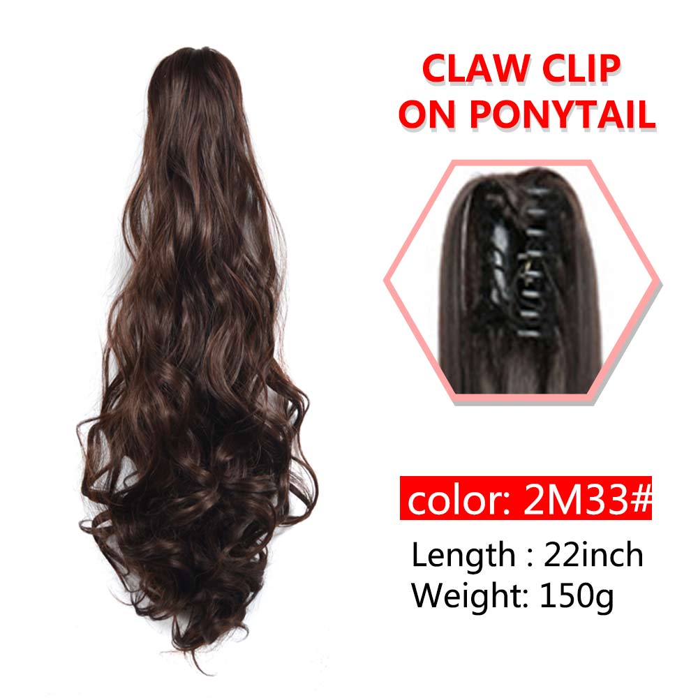 Long Wavy Claw Clip On Ponytail Synthetic 22inch Hair Extension Wig