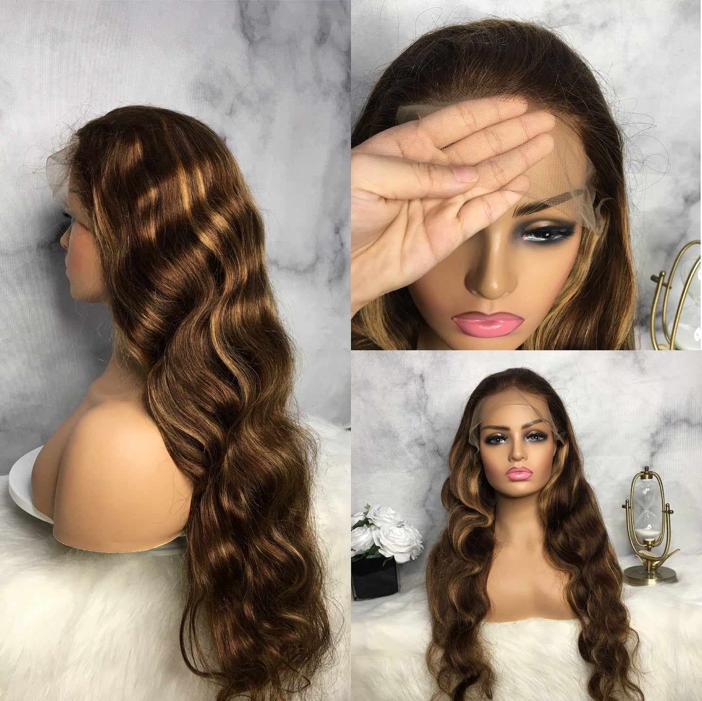 Colored Highlight Human Hair Wigs: 13x6 Lace Front Body Wave & 13x4 HD Lace Frontal Deep Wave