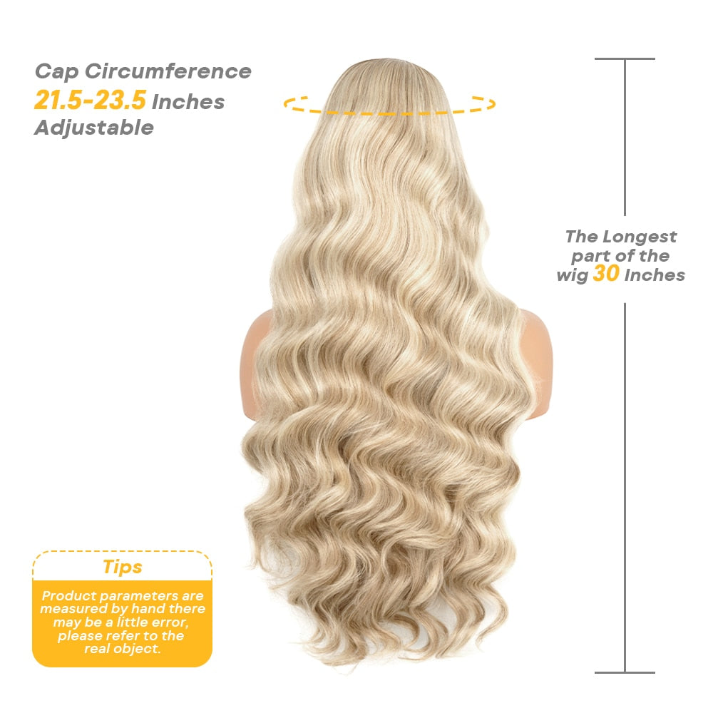 Light Ash Blonde Body Wave Synthetic Wigs 13x4 Lace Front Wigs