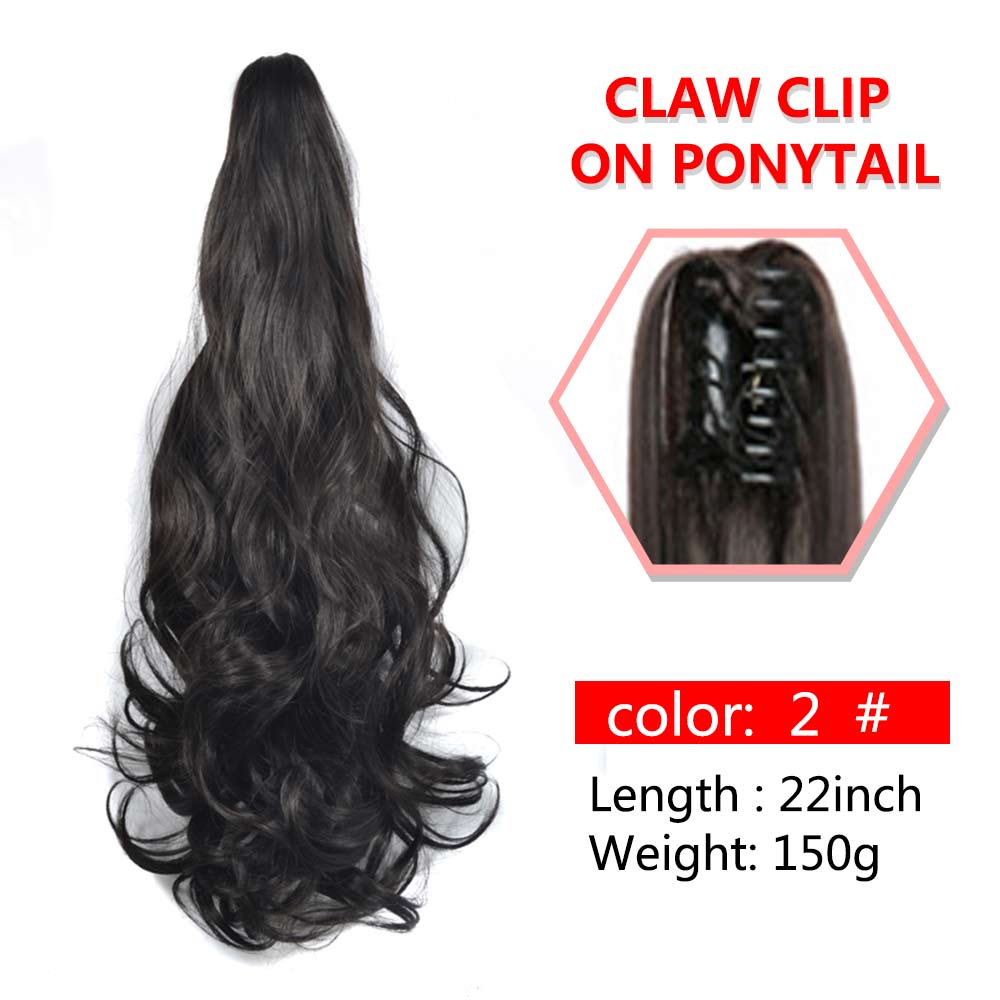 Long Wavy Claw Clip On Ponytail Synthetic 22inch Hair Extension Wig