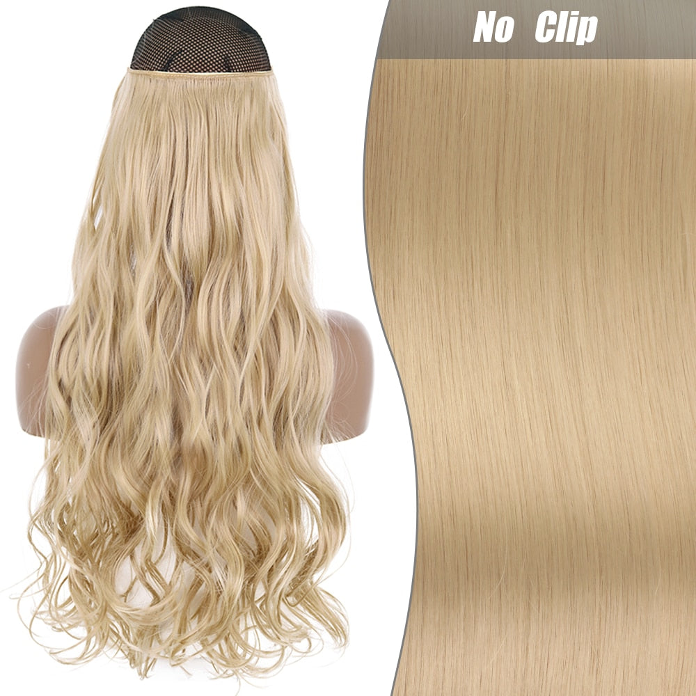 No Clips Long Straight Natural Hair Extension Synthetic Hairpiece Blonde Black