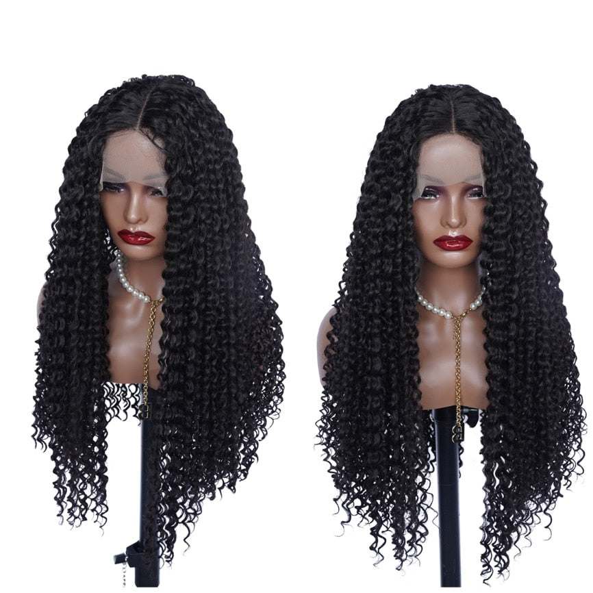 Reddish Brown Kinky Curly Wig Synthetic Lace Front Wigs Pre Plucked With Baby Hair Lace Closure Wig
