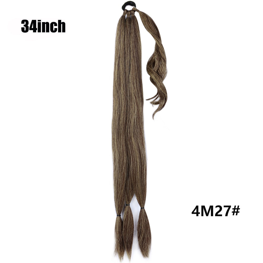 Boxing Braids Ponytail Extensions Synthetic Chignon Tail With Rubber Band Hair Ring