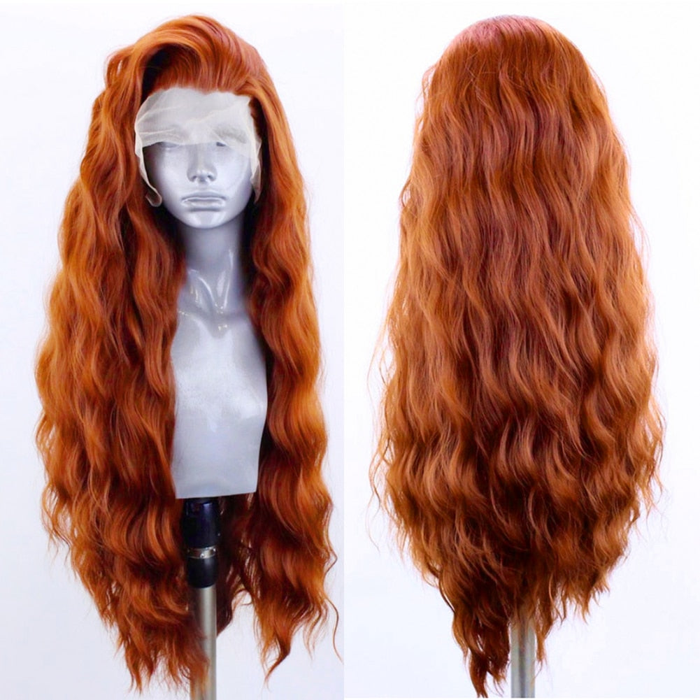 Natural Hairline Cinnamon Brown Lace Front Wigs Synthetic Long Wig