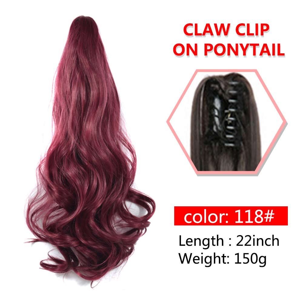 Long Wavy Claw Clip On Ponytail Synthetic 22inch Hair Extension Wig