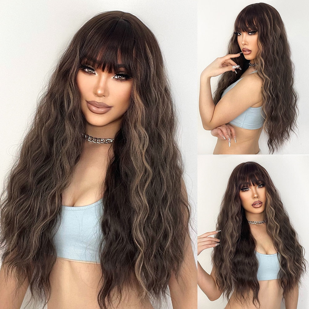Long Wavy Green Synthetic Wig Cosplay Party Wig