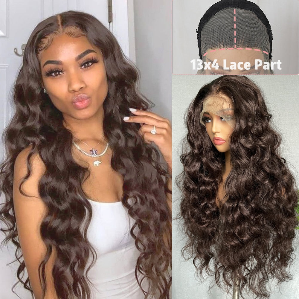 32 Inches Long Body Wave Fluffy 6x13 4x13 Synthetic Lace Front Wigs Pre Plucked with Baby Hair