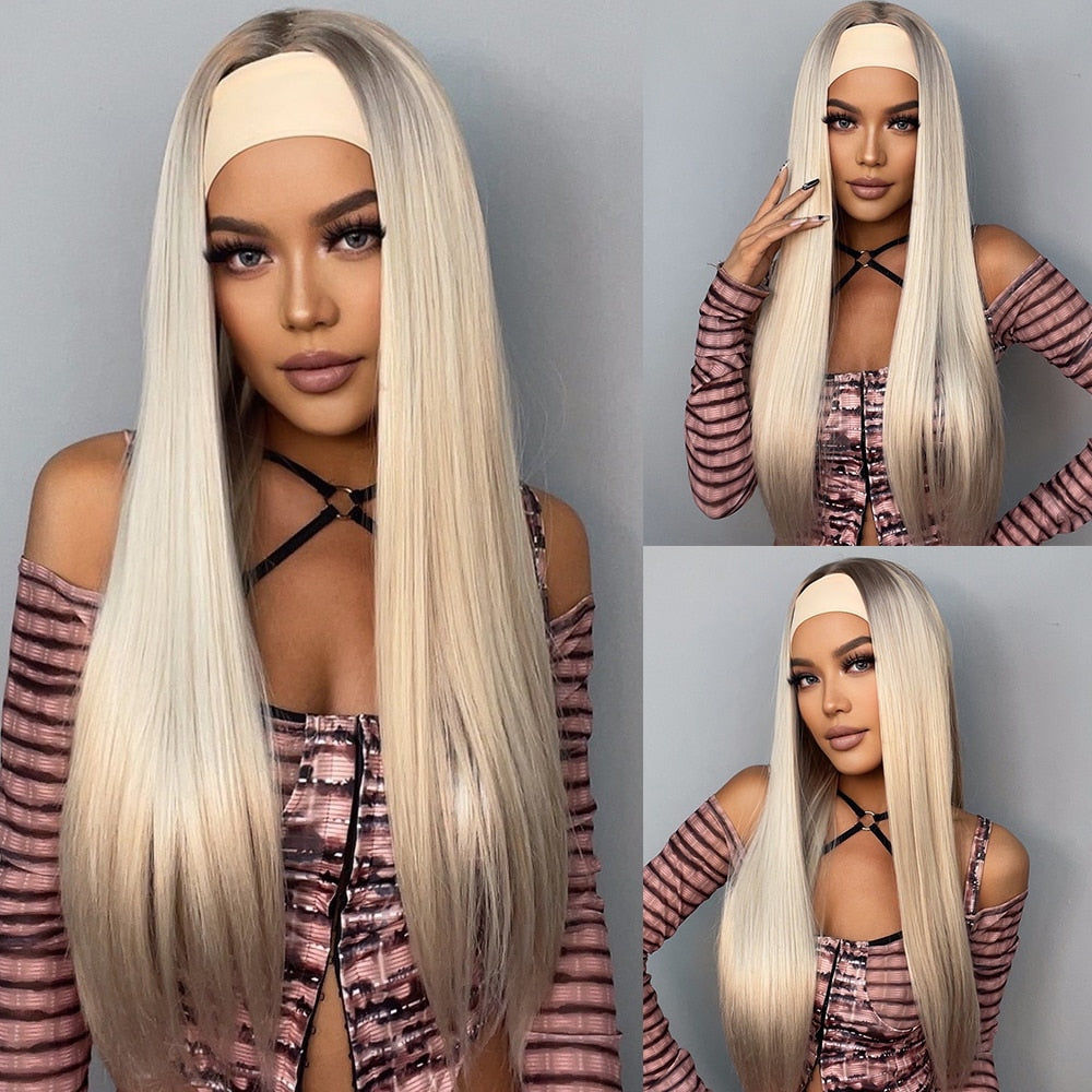 Long Straight Brown Headband Wig