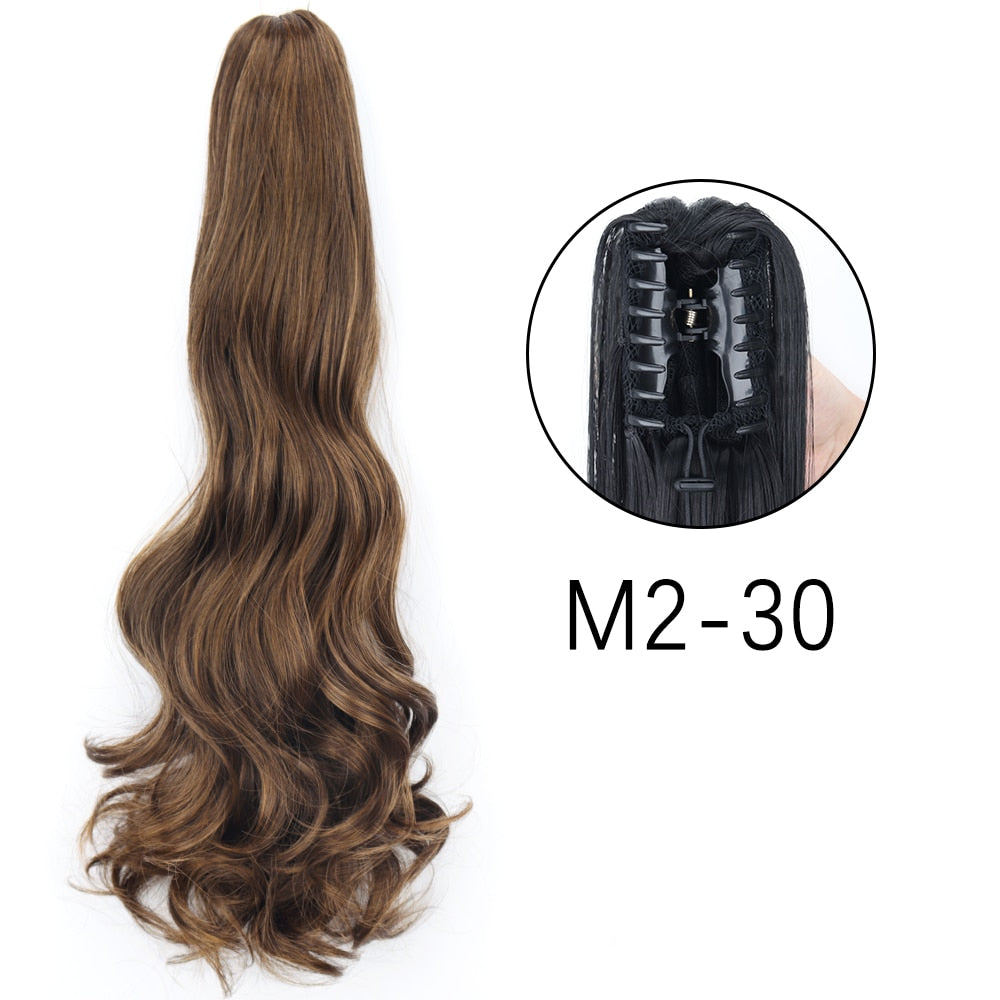 Ponytail Hair Extensions Long Straight Hair Claw Clip On 24Inch Synthetic Wig