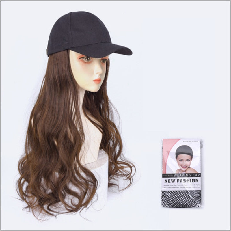Blonde Wavy Wigs with Baseball Cap Hat Wigs
