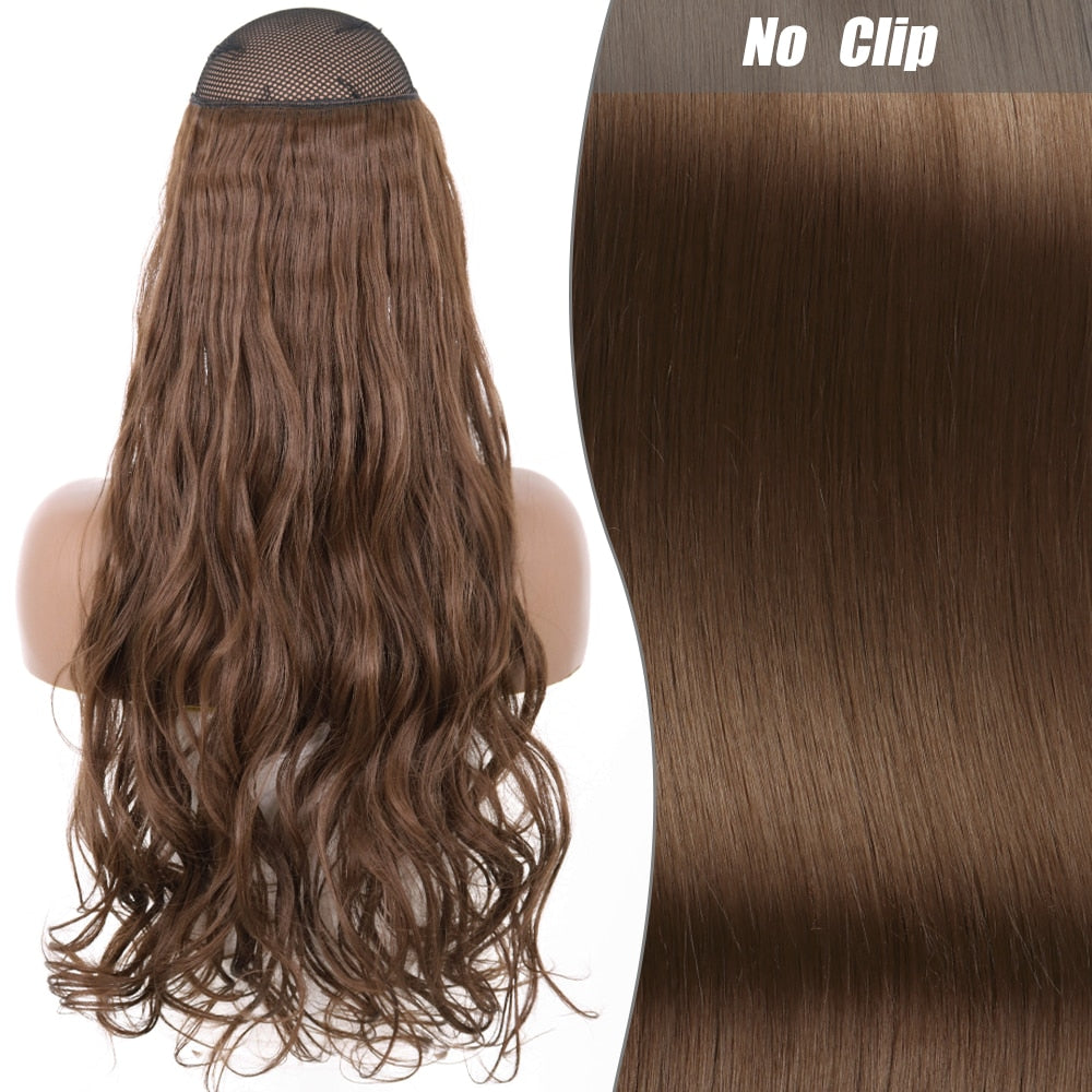 No Clips Long Straight Natural Hair Extension Synthetic Hairpiece Blonde Black