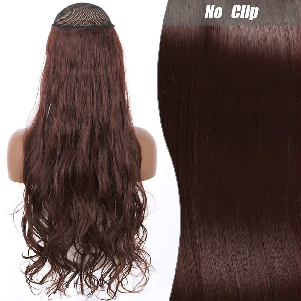 No Clips Long Straight Natural Hair Extension Synthetic Hairpiece Blonde Black