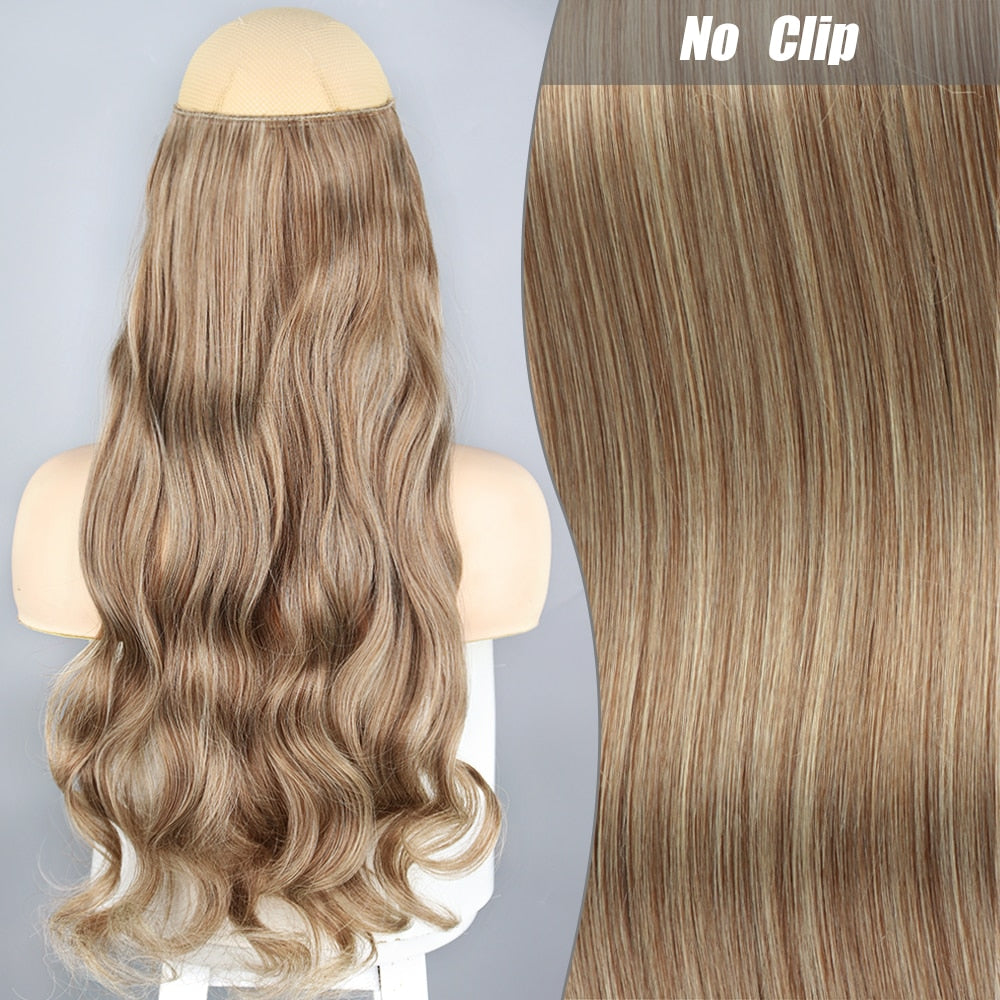 No Clips Long Straight Natural Hair Extension Synthetic Hairpiece Blonde Black