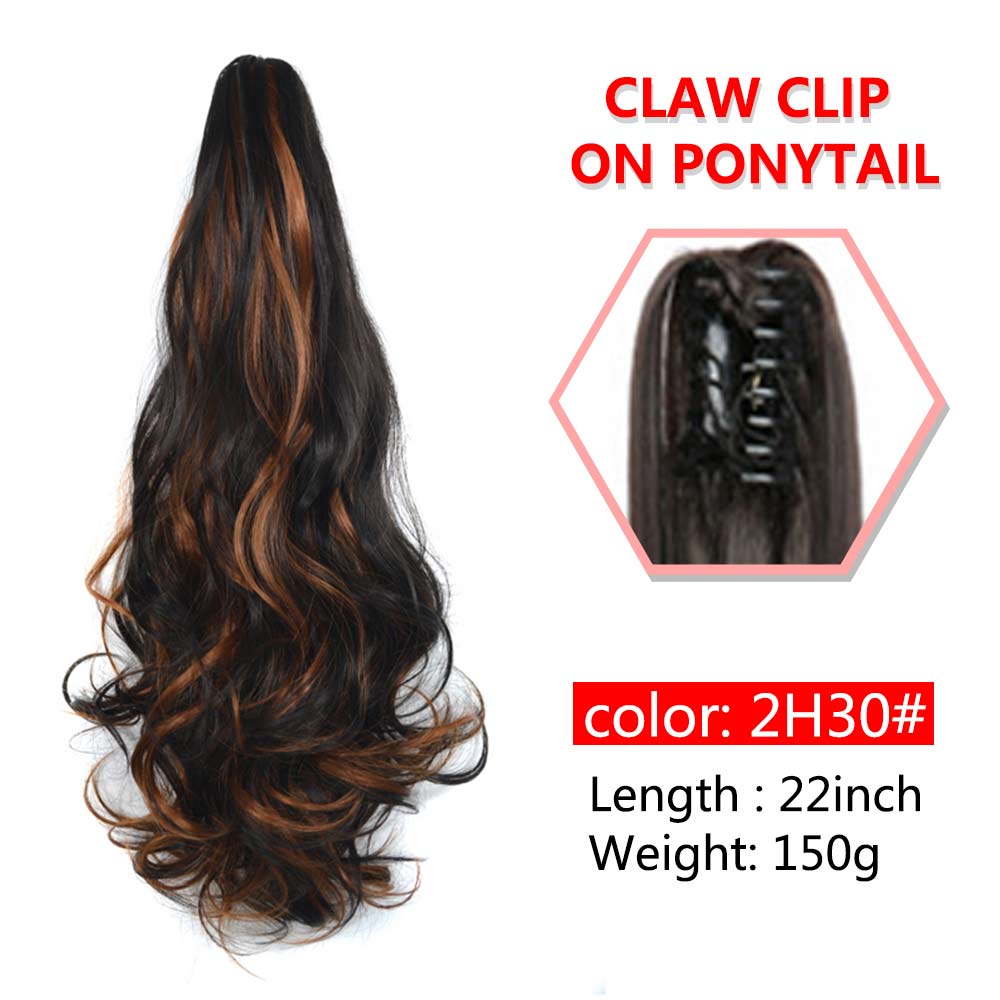 Long Wavy Claw Clip On Ponytail Synthetic 22inch Hair Extension Wig