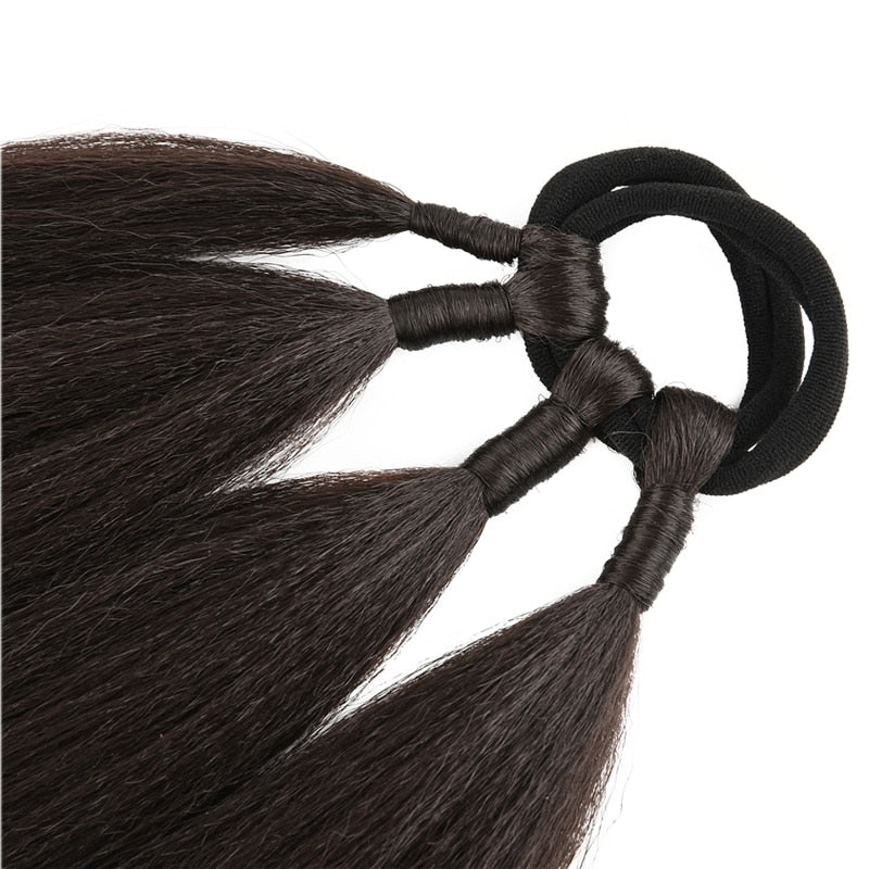 Boxing Braids Ponytail Extensions Synthetic Chignon Tail With Rubber Band Hair Ring