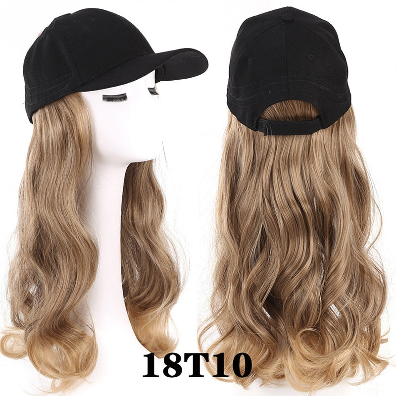 Blonde Wavy Wigs with Baseball Cap Hat Wigs