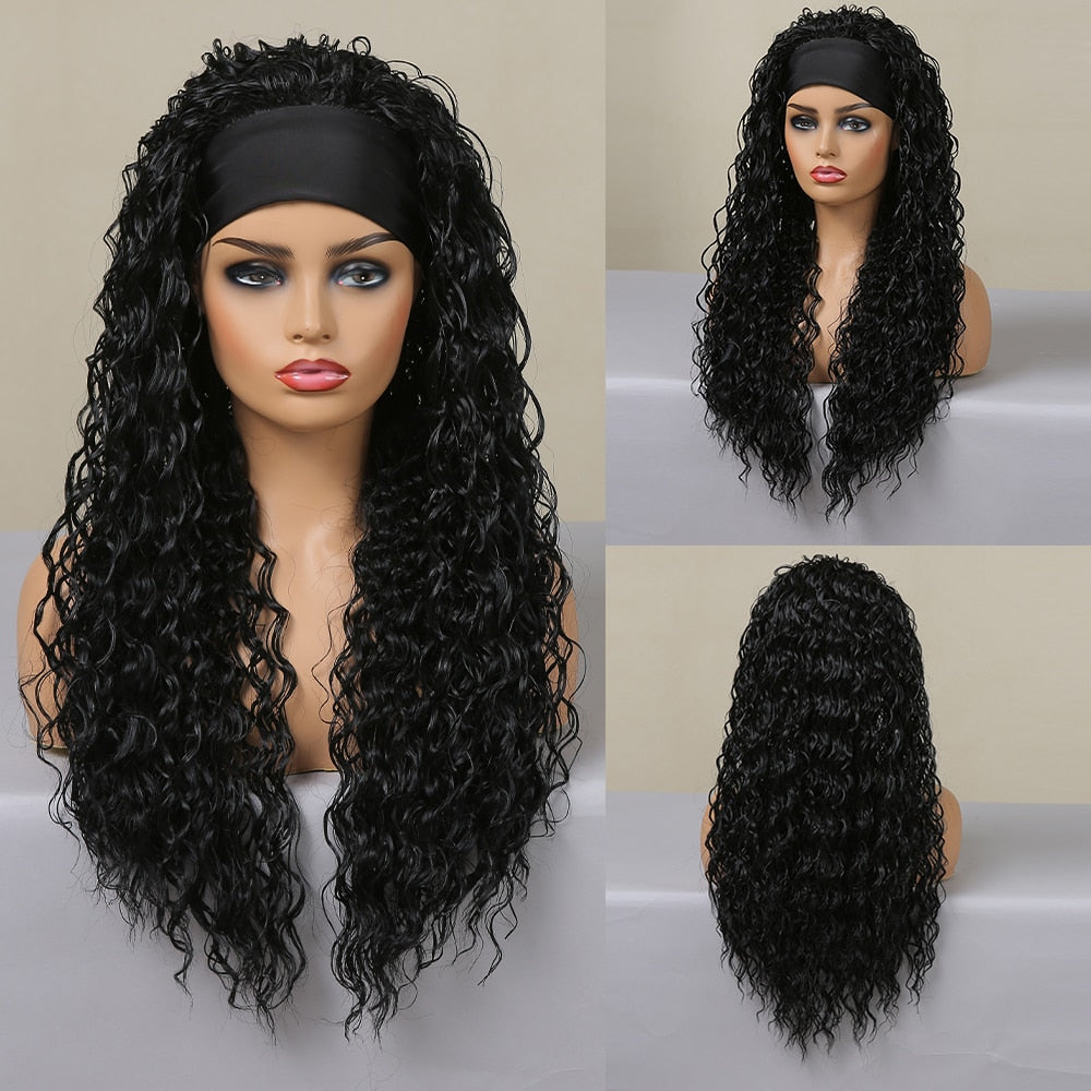 Long Straight Brown Headband Wig