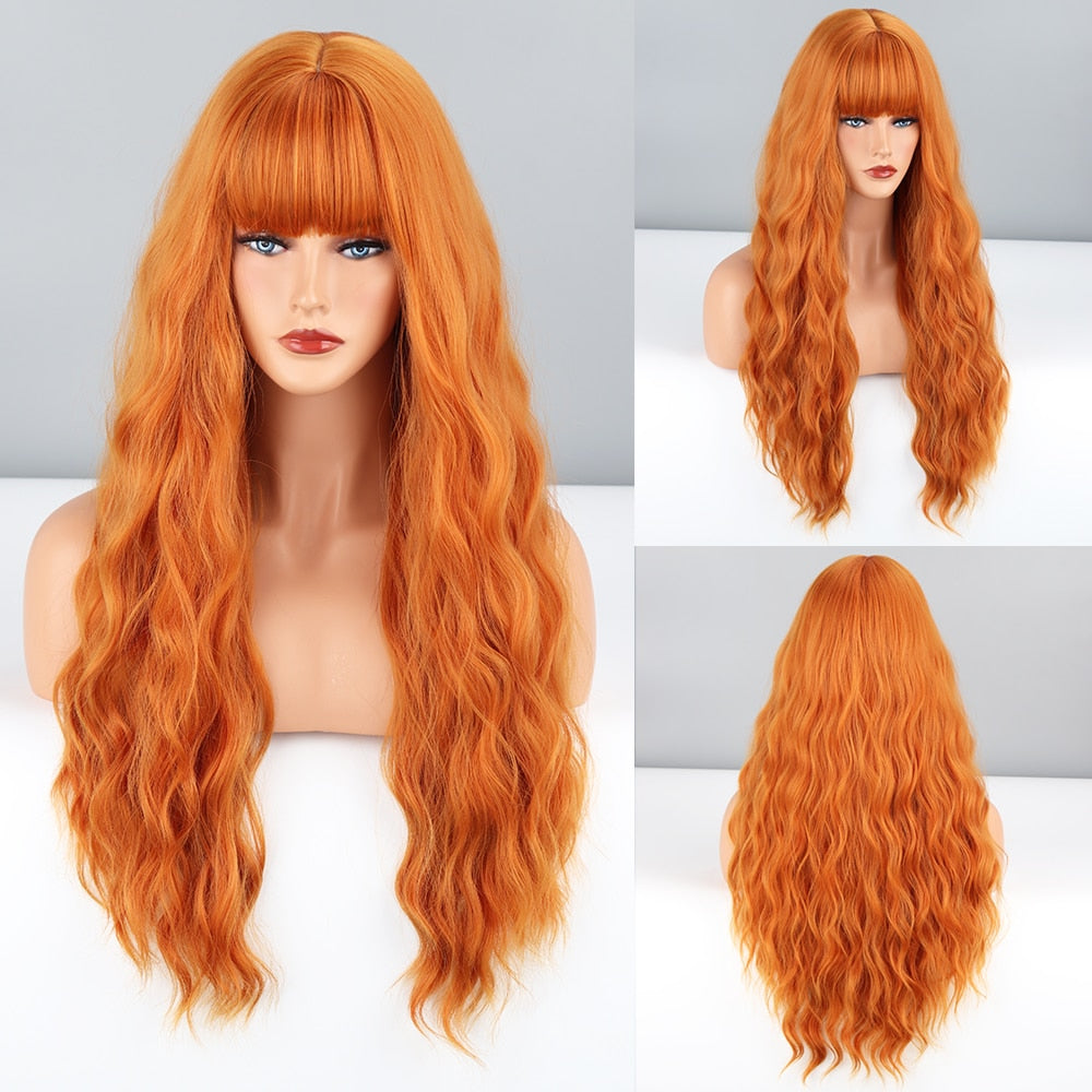 Long Wavy Green Synthetic Wig Cosplay Party Wig