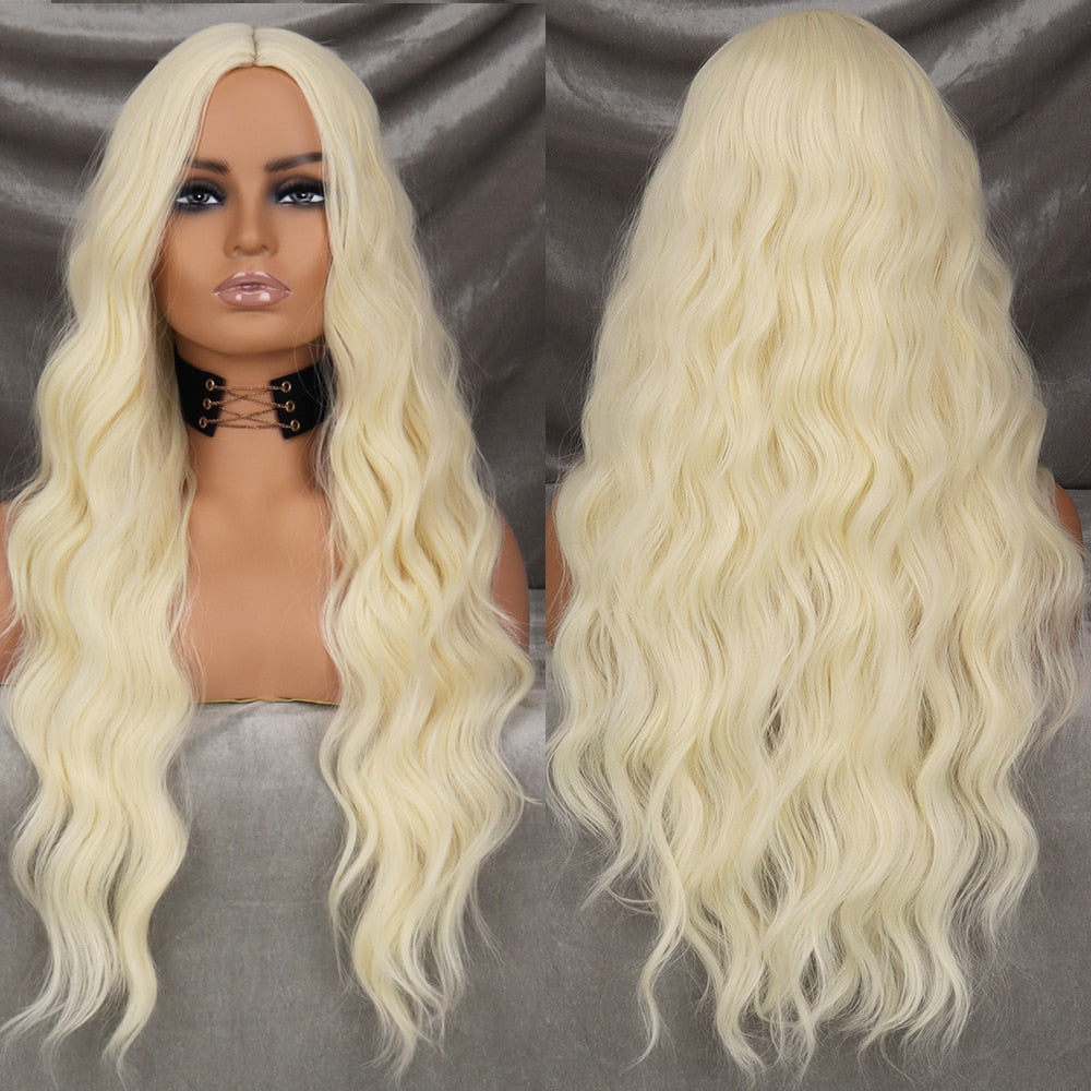 Long Wavy Green Synthetic Wig Cosplay Party Wig