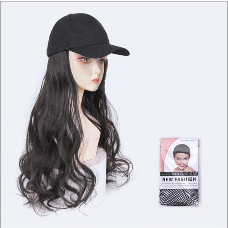 Blonde Wavy Wigs with Baseball Cap Hat Wigs