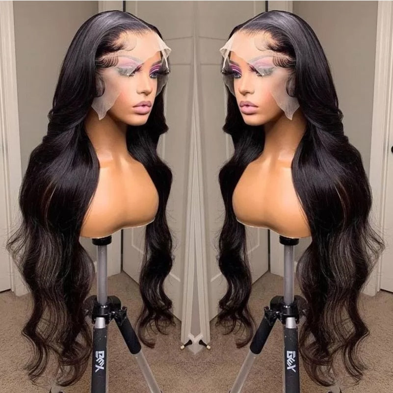 Black Body Wave Synthetic Wigs Lace Frontal Wig