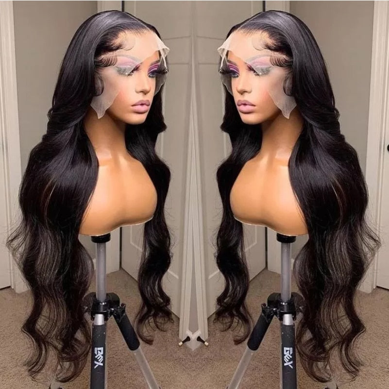 Black Body Wave Synthetic Wigs Lace Frontal Wig