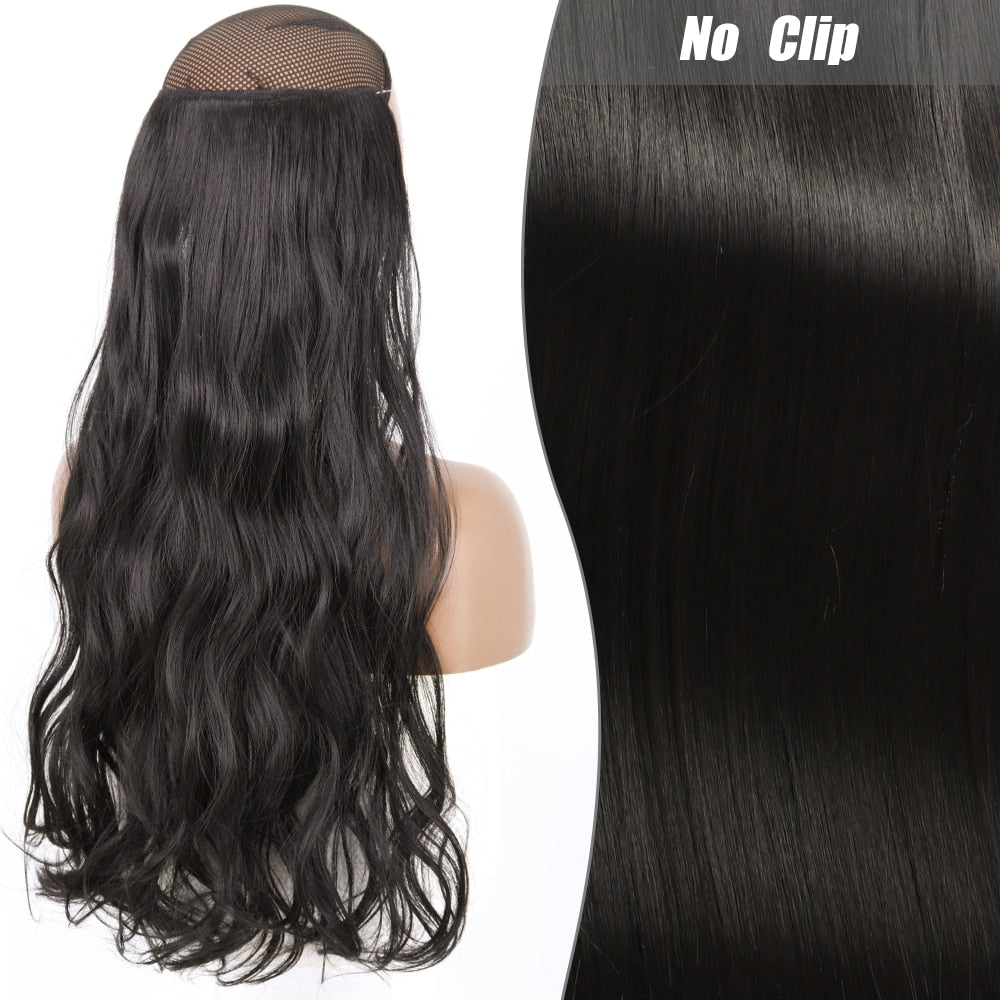 No Clips Long Straight Natural Hair Extension Synthetic Hairpiece Blonde Black