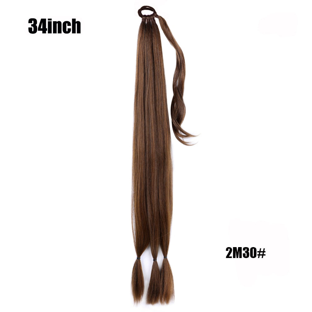 Boxing Braids Ponytail Extensions Synthetic Chignon Tail With Rubber Band Hair Ring