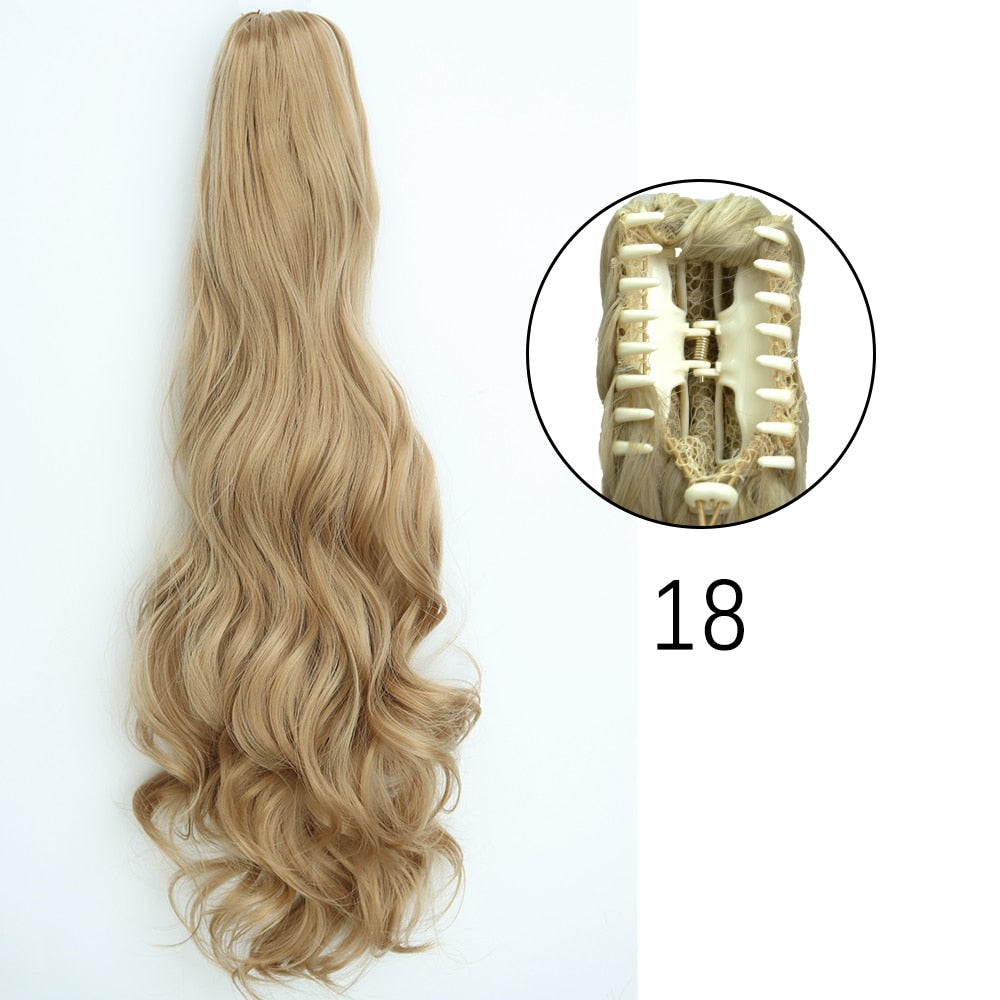 Ponytail Hair Extensions Long Straight Hair Claw Clip On 24Inch Synthetic Wig