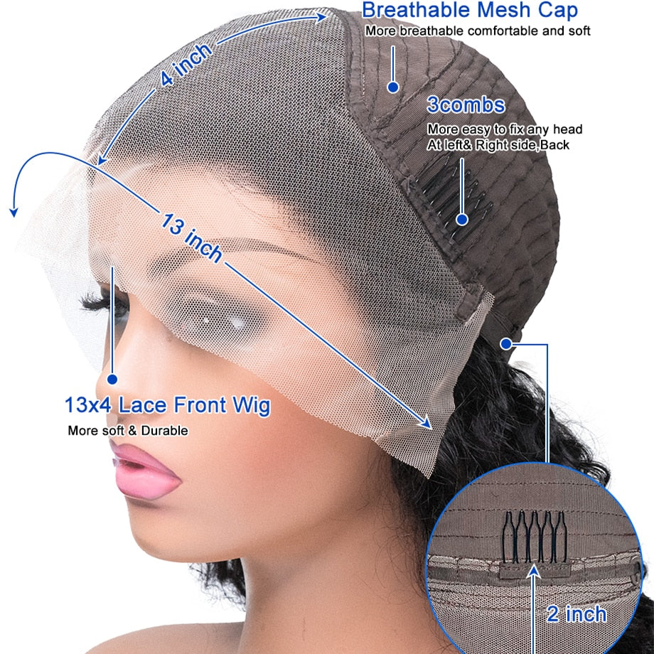 Straight Long Hair Lace Front Wig Brazilian 13x4 Lace Frontal For Black Women Human Hair 250 Density wigs