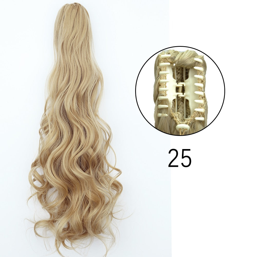 Ponytail Hair Extensions Long Straight Hair Claw Clip On 24Inch Synthetic Wig