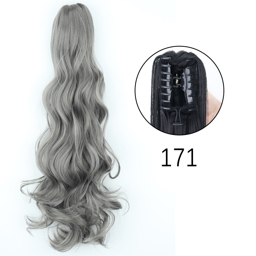 Ponytail Hair Extensions Long Straight Hair Claw Clip On 24Inch Synthetic Wig