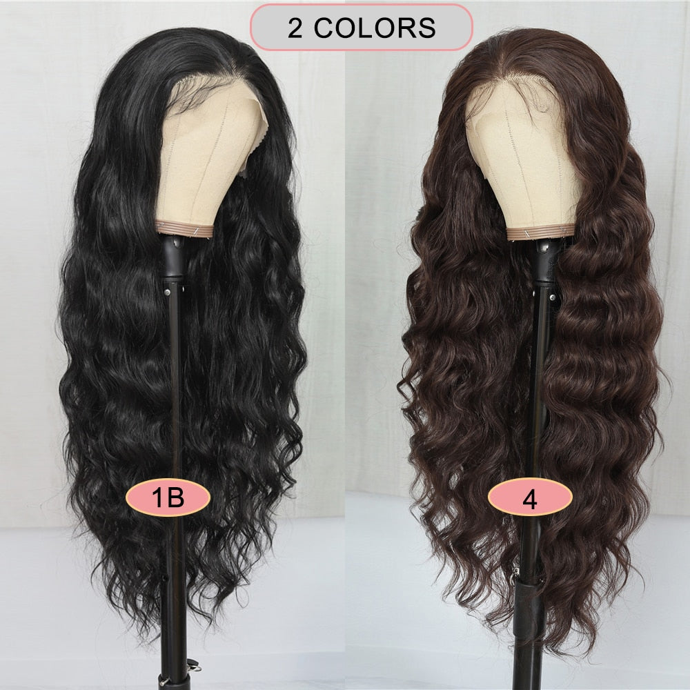 32 Inches Long Body Wave Fluffy 6x13 4x13 Synthetic Lace Front Wigs Pre Plucked with Baby Hair