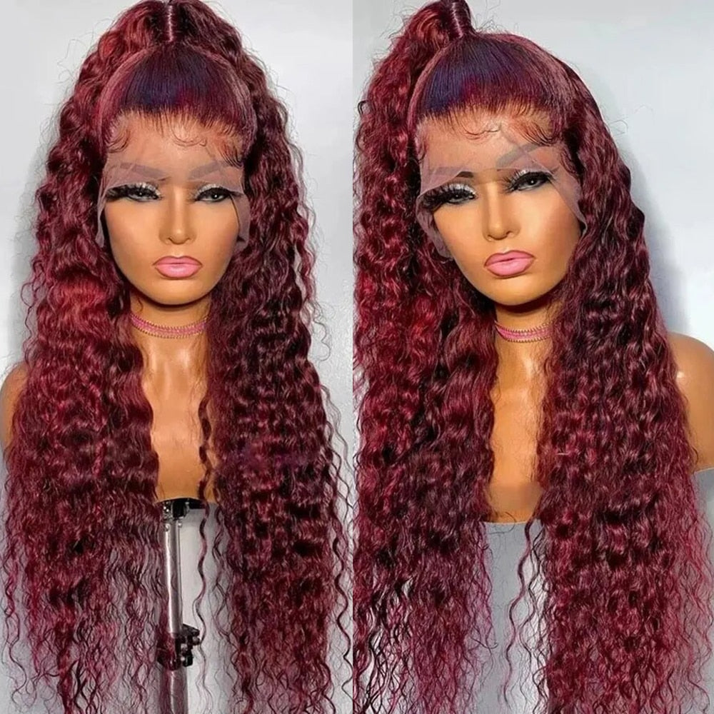 Deep Wavy Orange Hair Kinky Curl Synthetic Wig Lace Front Wigs